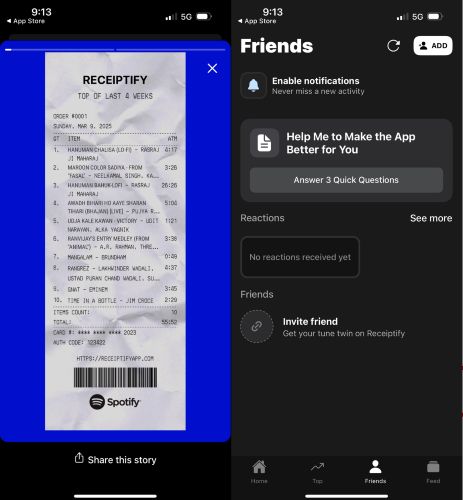 Klicke auf Freunde | Spotify Receiptify auf Deutsch